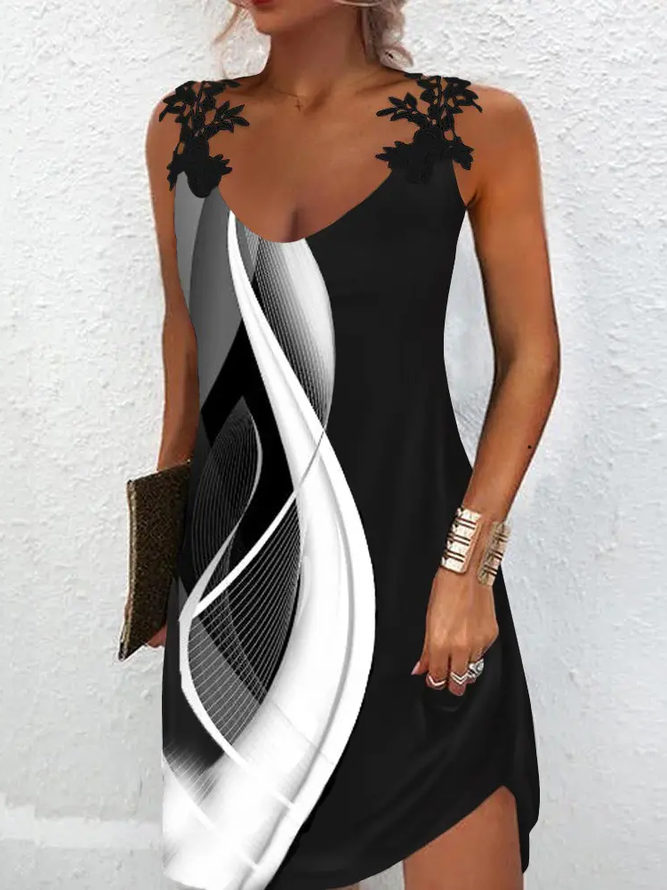 Lace Regular Fit Simple V Neck Dress