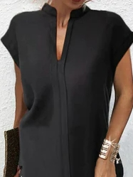 Plain V Neck Elegant Dress