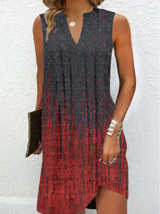 V Neck Floral Loose Elegant Dress