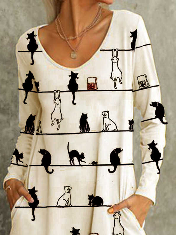 V Neck Casual Midi Dress