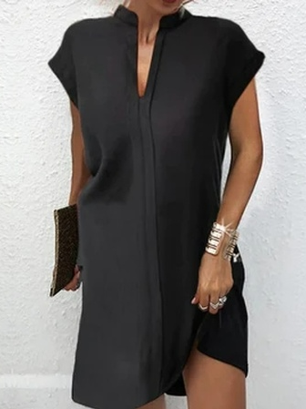 Plain V Neck Elegant Dress