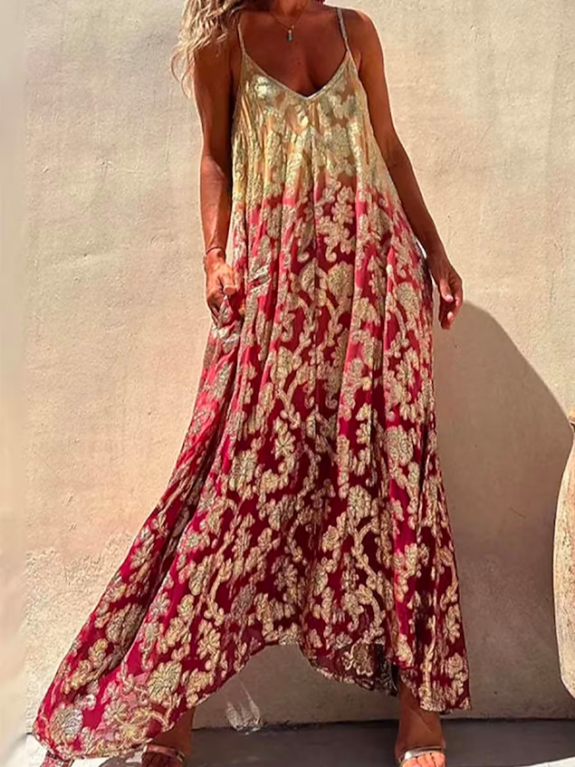 Ethnic Spaghetti Casual Dress
